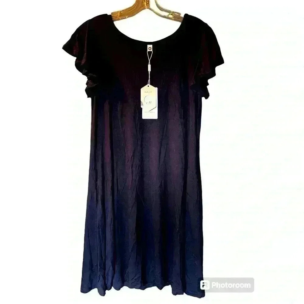 Askyes‎ Beauty Little Blue Dress Women's Size M Ruffled Short Sleeves NWT